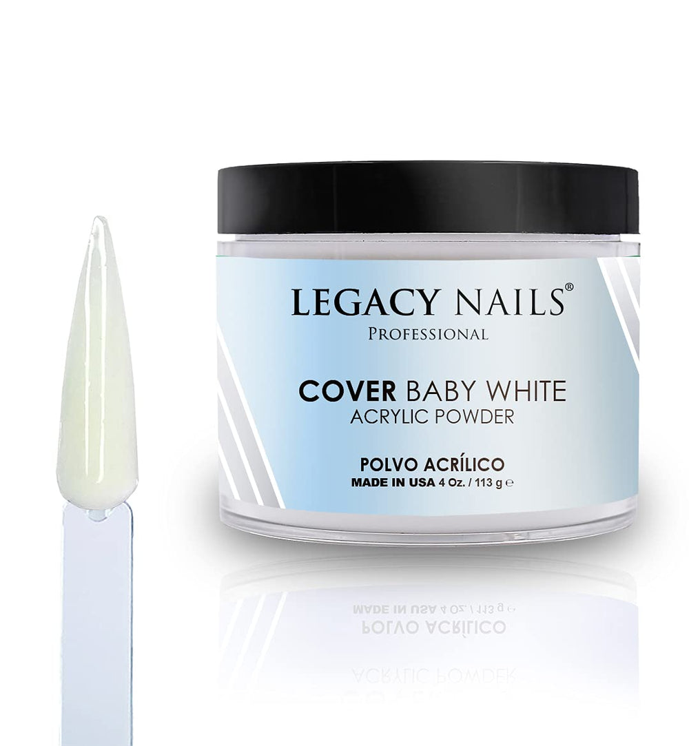 Legacy Nails cover acrylic powder in baby white adds a natural look for French nails.