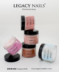Legacy Nails French nail art ready powder enables clean lines and smooth application.