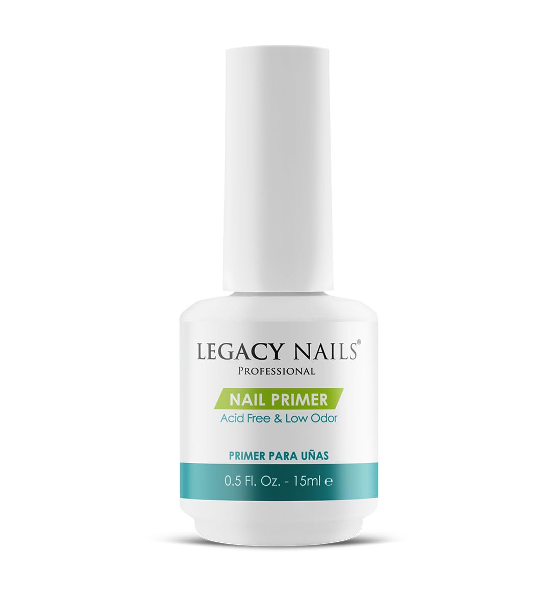 Legacy Nails Nail Primer bottle front view highlighting base for long wear