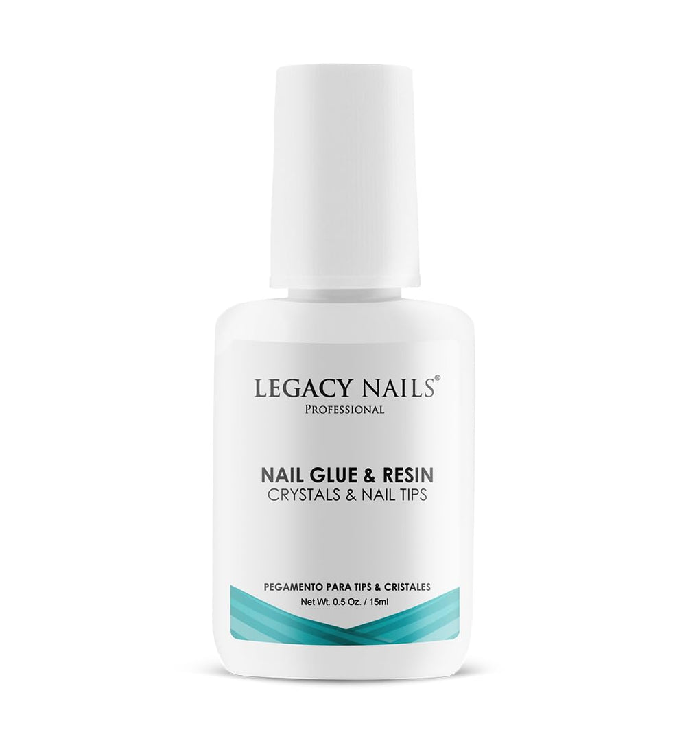 Legacy Nails Pro Nail Glue 0.5oz brush-on bottle for precise, mess-free application.