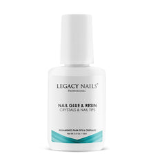 Legacy Nails Pro Nail Glue 0.5oz brush-on bottle for precise, mess-free application.