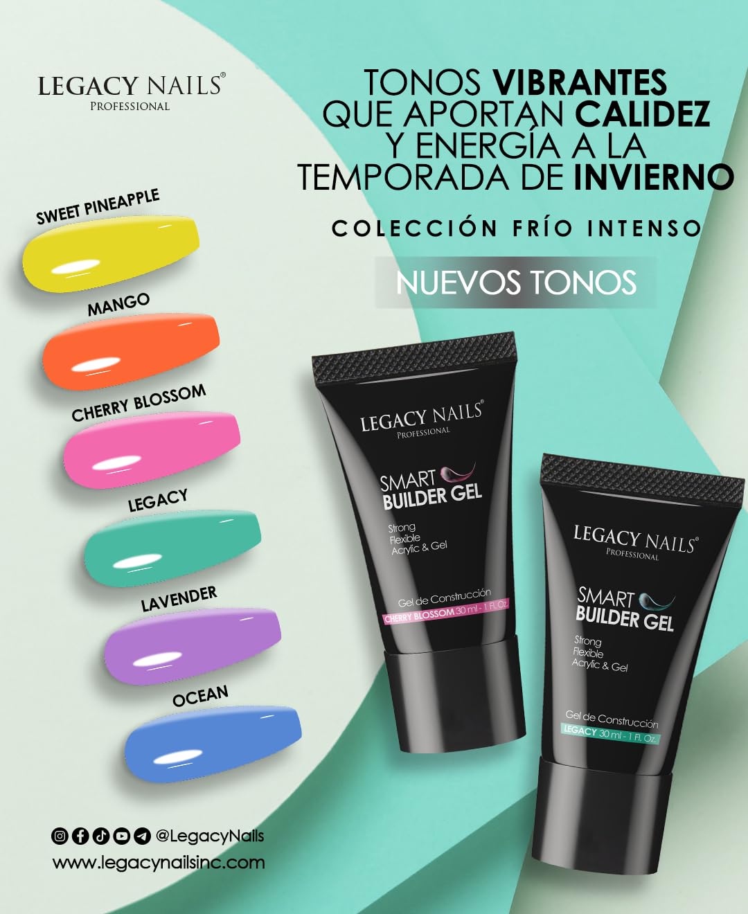 Legacy Nails Smart Builder Gel under LED and UV cure for fast hardening.