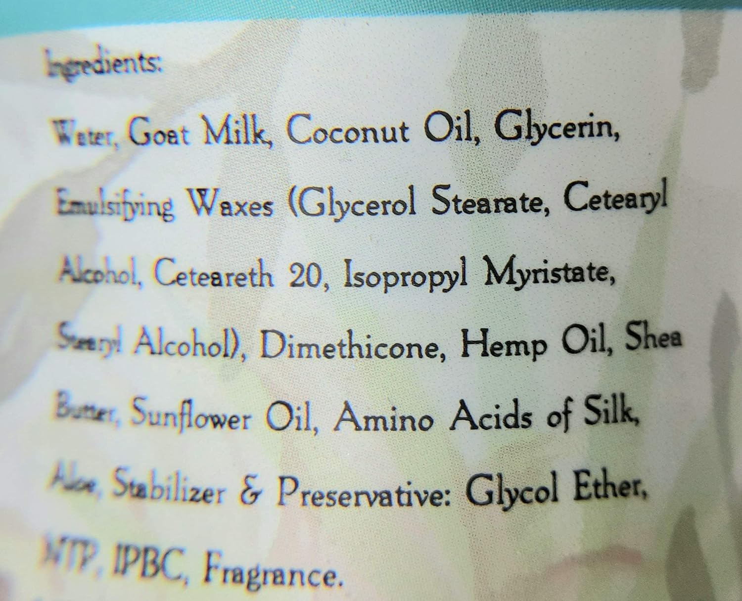 Legend's Creek Goat Milk Lotion on a bathroom shelf after shower.