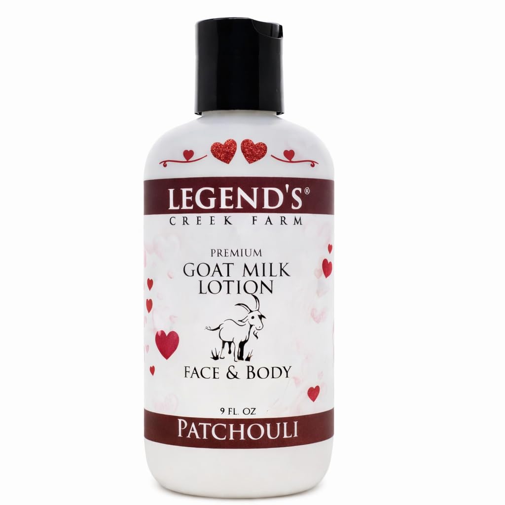 Legend's Creek goat milk lotion bottle pour for easy application and deep hydration.