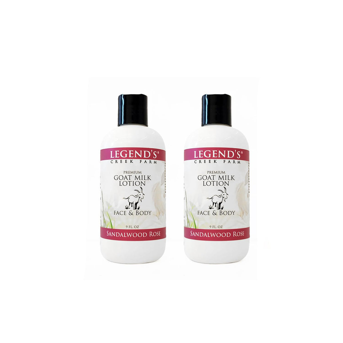 Legend's Creek Goat Milk Lotion bottle delivering rich hydration for body and hands