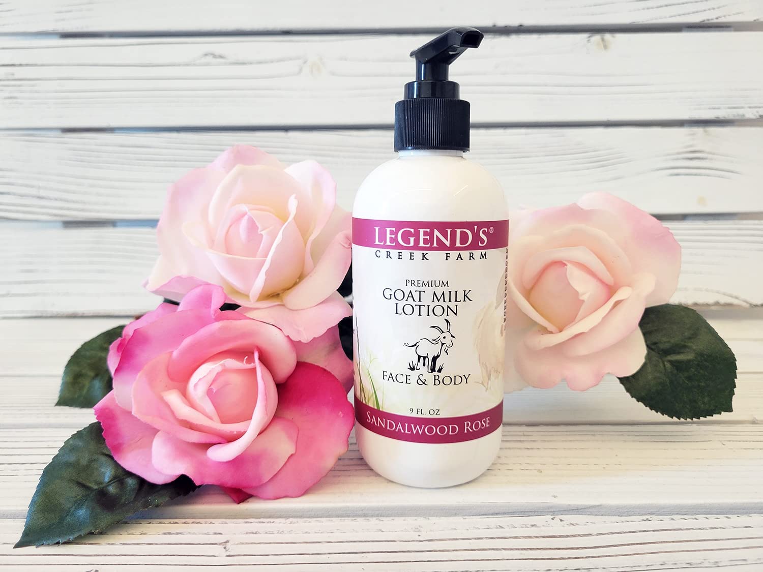 Legend's Creek Goat Milk Lotion used on hands and face for sensitive skin