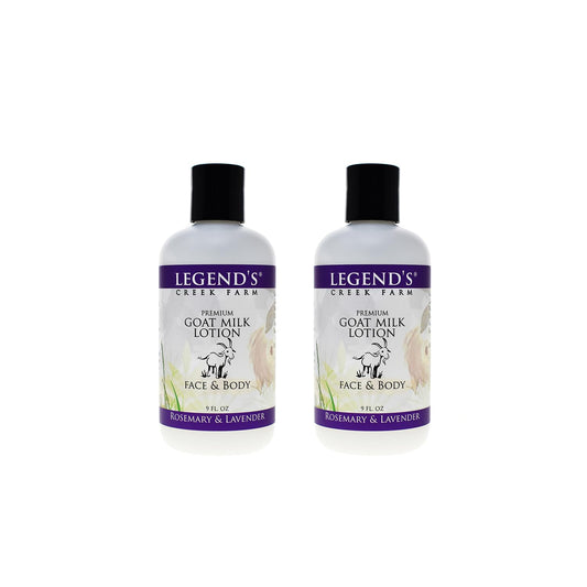Legend's Creek Goat Milk Lotion bottle with rosemary and lavender for daily hydration