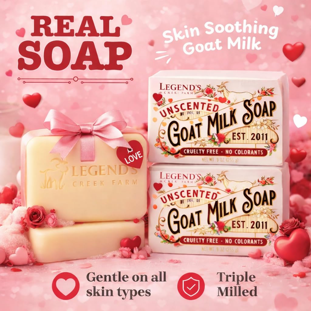 Legend's Creek Goat Milk Soap bar hands and body usage shows versatile cleansing and moisturizing benefits.