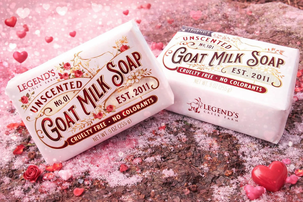 Legend's Creek Goat Milk Soap shows natural ingredients for gentler skin care and microbiome support.