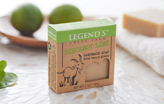 Legend's Creek goat milk soap bergamot lime creates creamy lather for sensitive skin