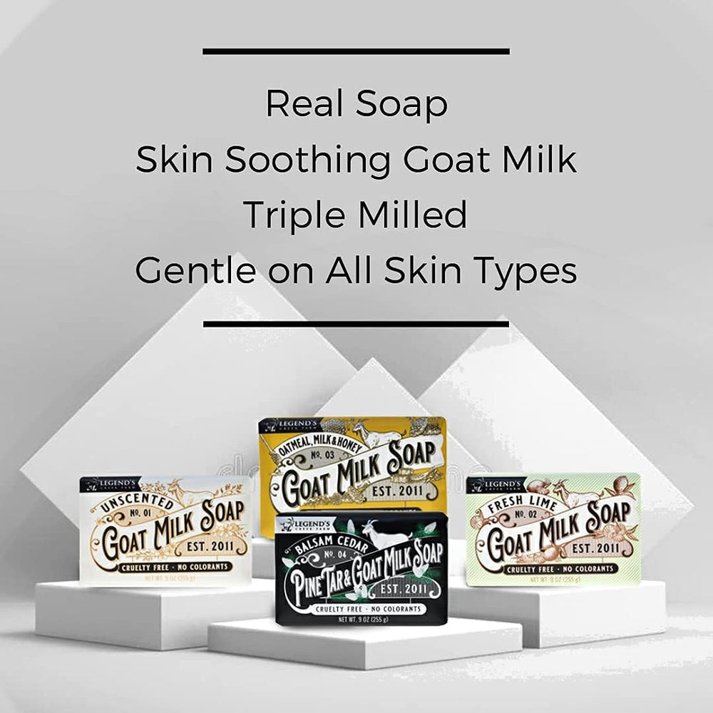 Legends Creek Goat Milk Soap cream lather pour highlights rich, moisturizing bubbles.