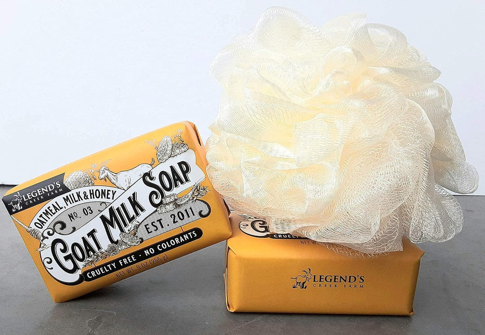 Legend's Creek Goat Milk Soap Oatmeal, Milk & Honey scent creates a calming bath.