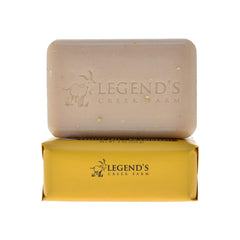 Legend's Creek oatmeal milk honey soap bar with gentle exfoliation and soft aroma.