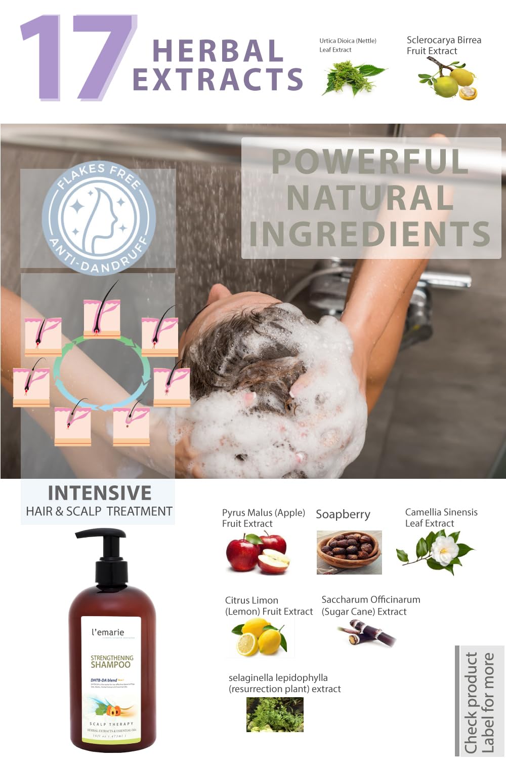 Herbal notes including Ziziphus Joazeiro and biotin on packaging