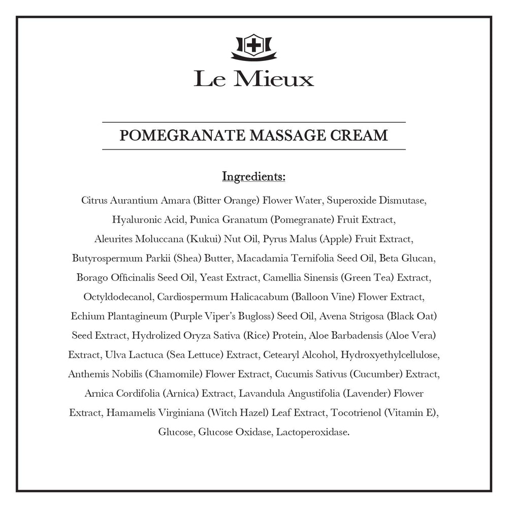 Le Mieux Pomegranate Massage Cream texture spreads evenly, leaving skin hydrated.