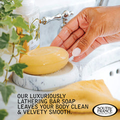 South Of France Lemon Verbena fragrance closeup emphasizing fresh uplifting bath ritual.