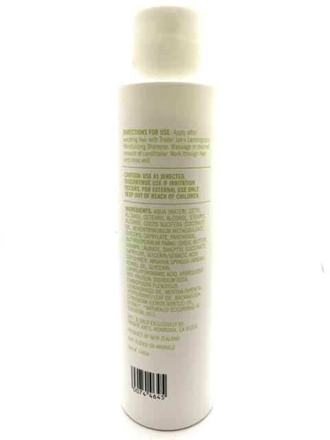 Lemongrass conditioner ingredients shot featuring shea butter and argon oil for nourishing shine.
