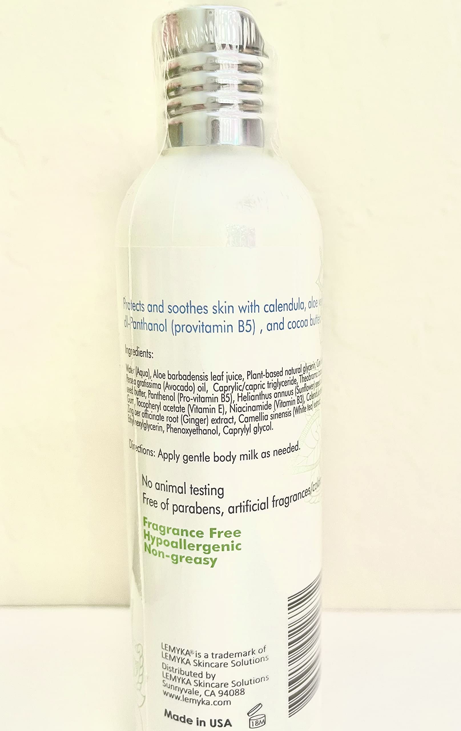 Cruelty-free and fragrance-free branding on LEMYKA product