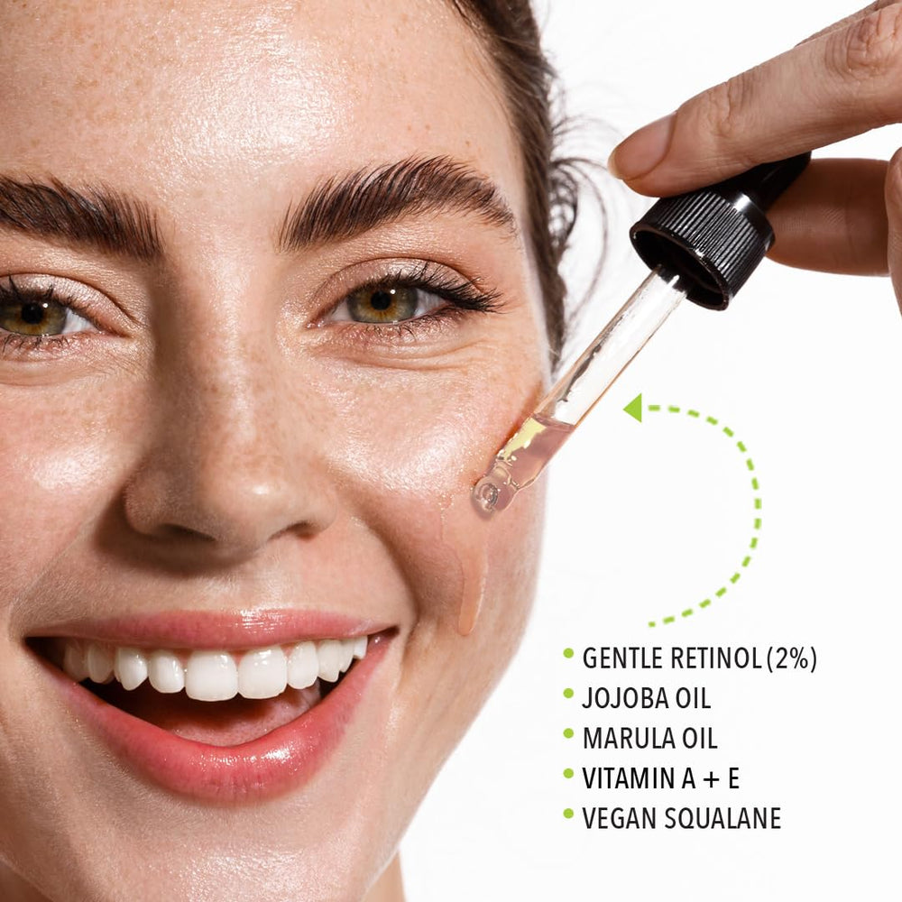 Lemyn Organics Retinol2 serum dropper dispenses lightweight hydration