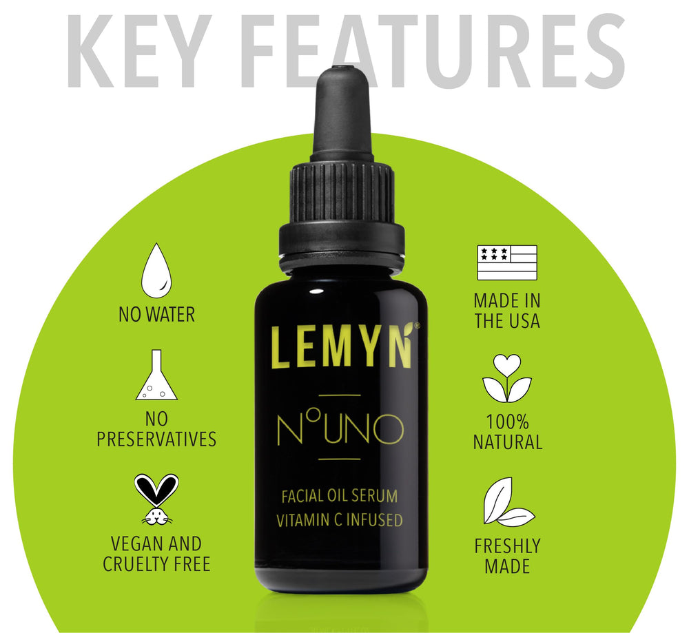 Lemyn Organics sugarcane squalane bottle emphasizing deep hydration