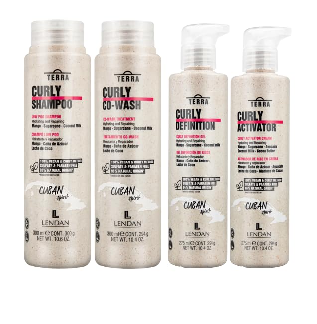 Lendan Curly Cuban Spirit Low Poo Shampoo bottle highlighting Caribbean-inspired cleansing