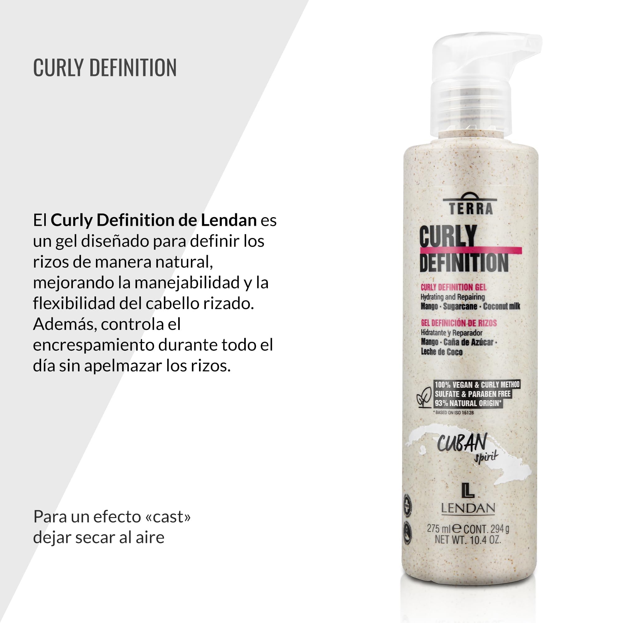 Close-up of vegan cruelty-free label on Lendan Curly Cuban Spirit