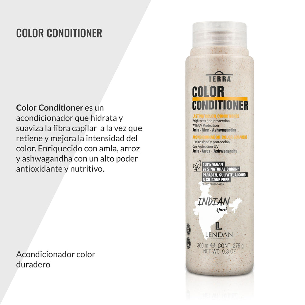 Applying Terra Color Conditioner to damp hair for even distribution