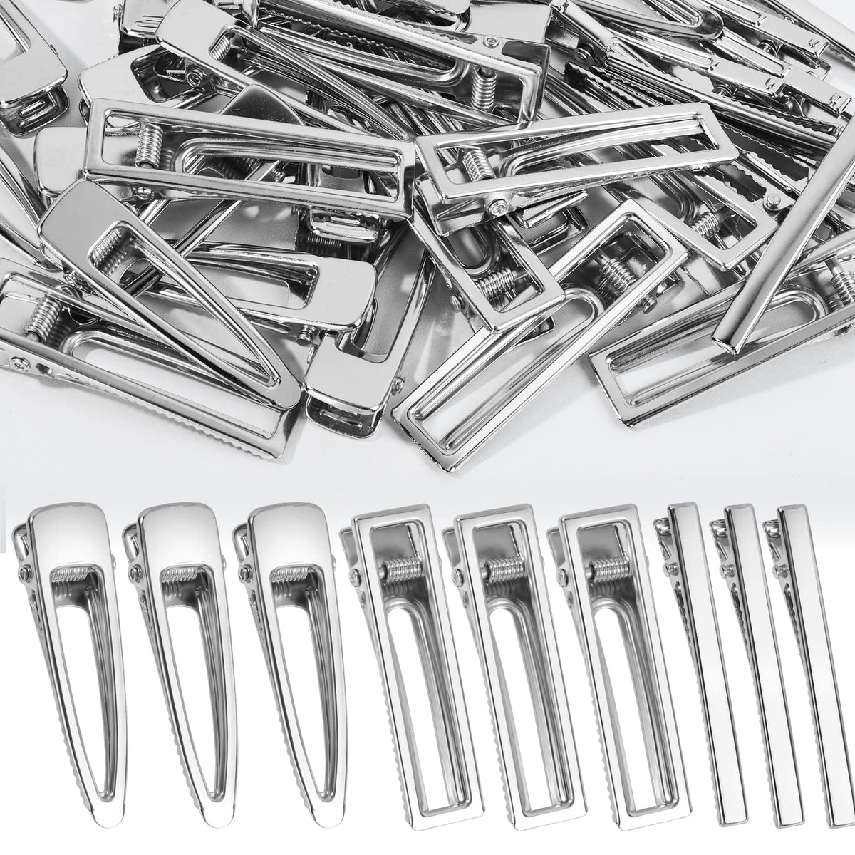 LEOBRO metal hair clips close-up showing sturdy alligator clasps and silver finish