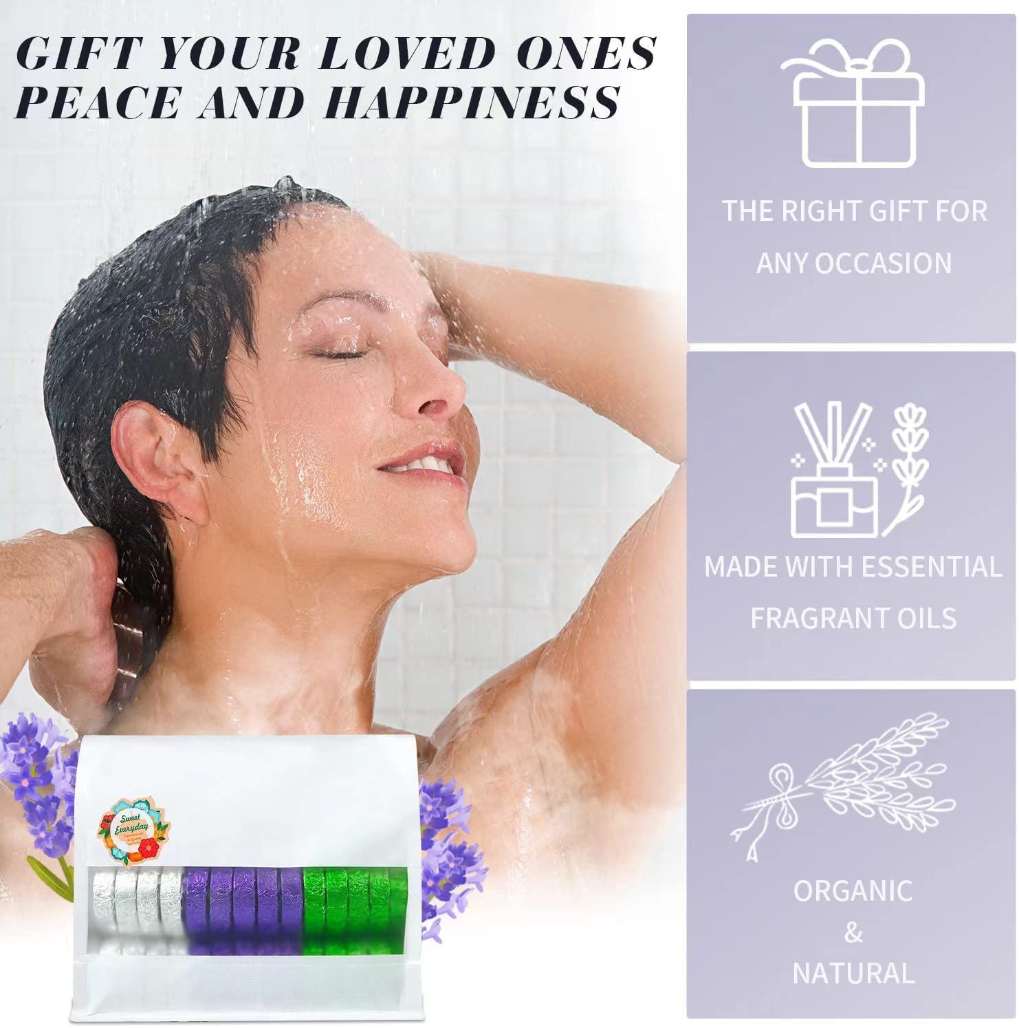 leoce lavender close-up shower steamer ready for spa-like ritual