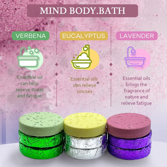 leoce verbena shower steamer in foil pack for uplifting mood