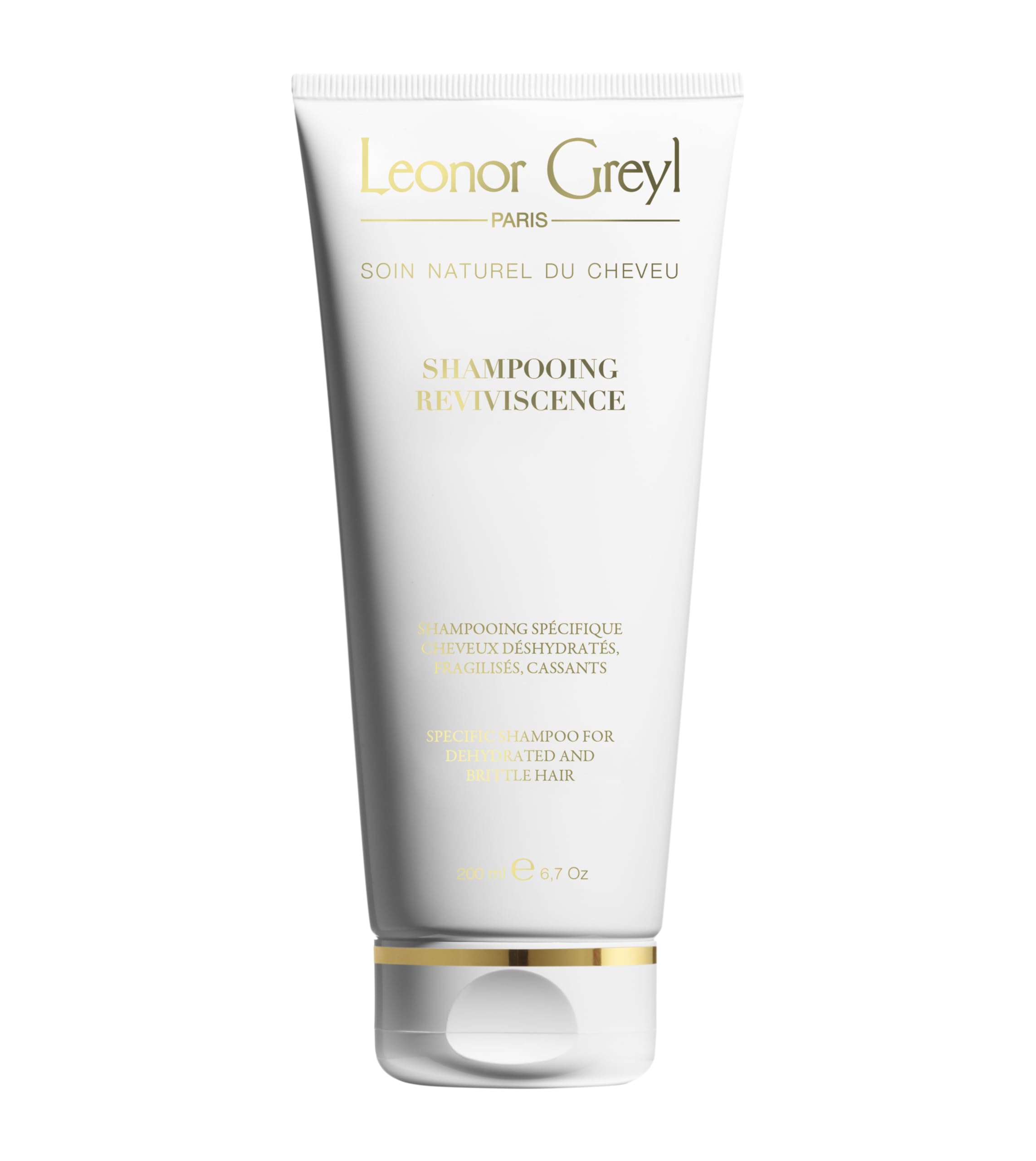 Leonor Greyl Reviviscence shampoo bottle showcases hydrating formula for dry, damaged hair.