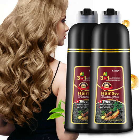 Leorx 2-pack hair dye shampoo packaging for at-home color