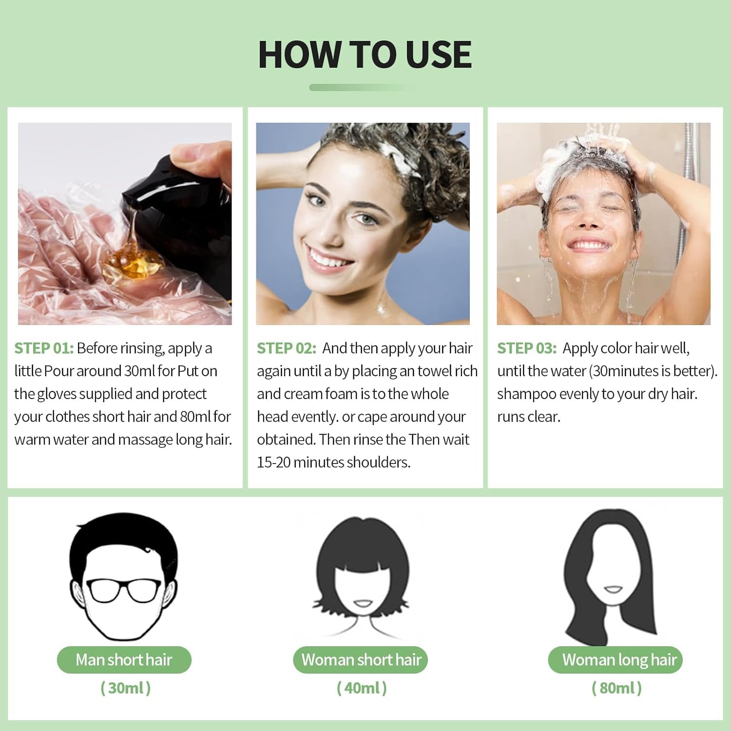 Leorx hair color shampoo application timeline for color development