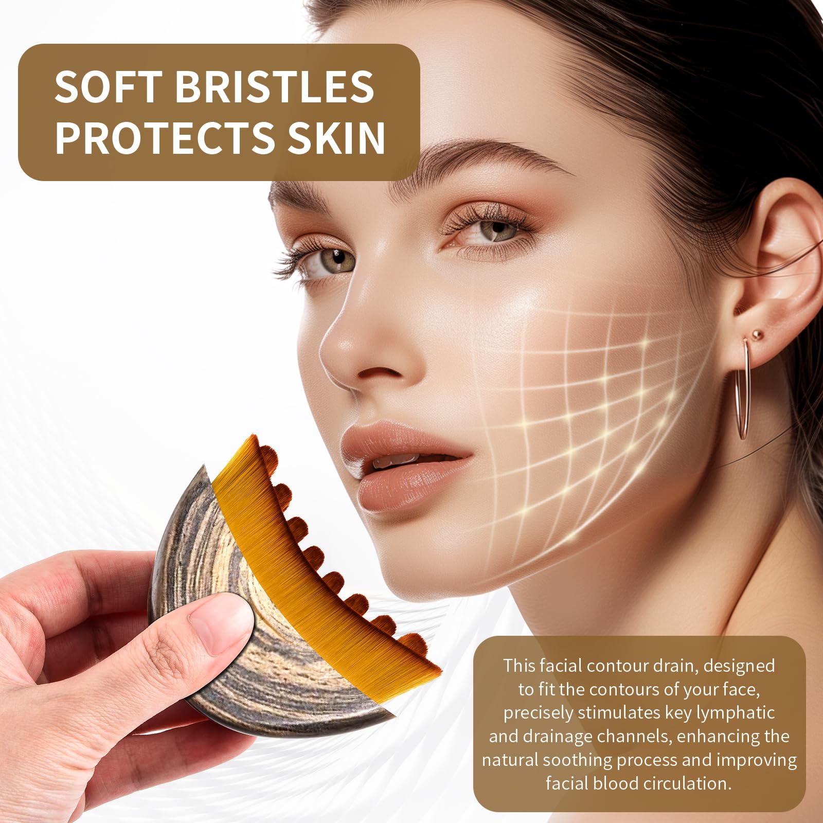 LEPIAOPIAO ergonomic bristle design ensures precise touch on facial contours.