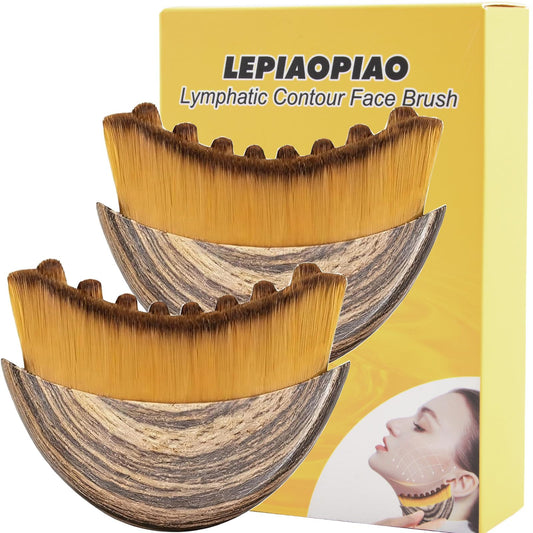 LEPIAOPIAO lymphatic contour brush targets chin and jaw for refined contours softly.
