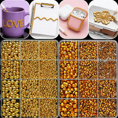 LERBOU champagne rhinestones in multiple sizes for layered sparkle
