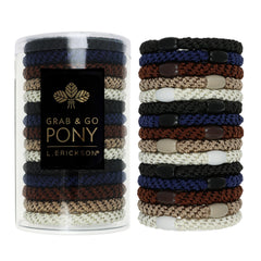 L. Erickson grab-and-go pony tube showing thick hair ties for secure hold