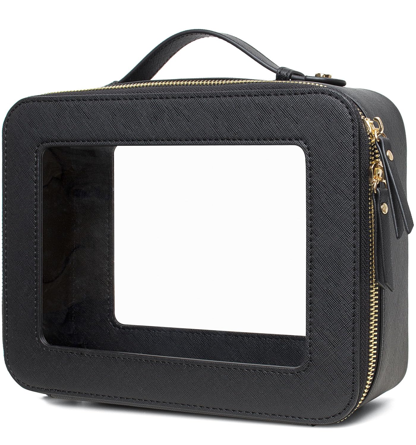 Letgo clear makeup bag large black front view ideal for fast airport checks