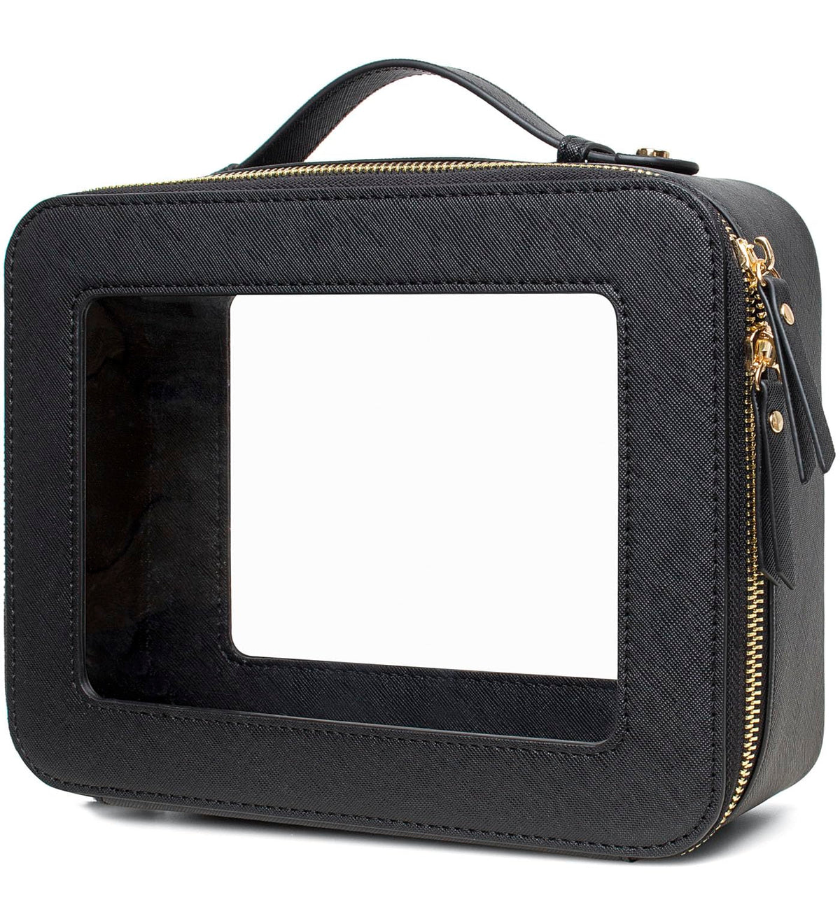 Letgo clear makeup bag large black front view ideal for fast airport checks