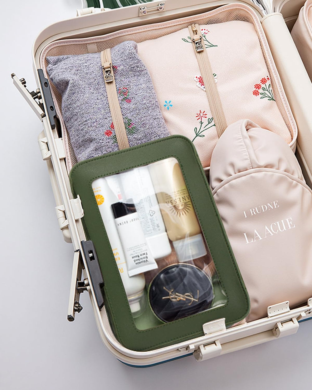 LETGO clear bag features polished hardware for a premium travel look.