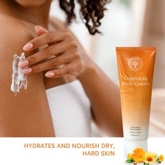 L’EUDINE Calendula Cream hand-application demonstrates gentle daily moisturizing