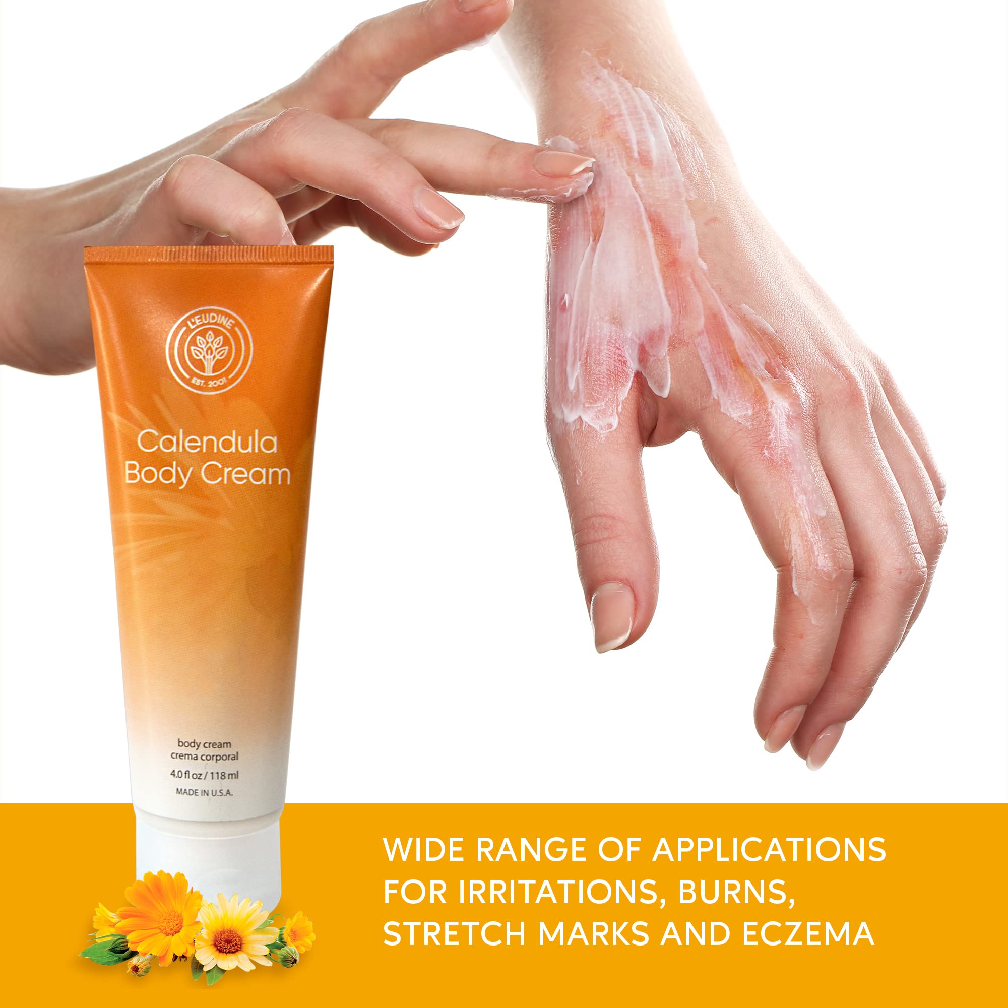 L’EUDINE Calendula Cream packaging emphasizes natural ingredients and value
