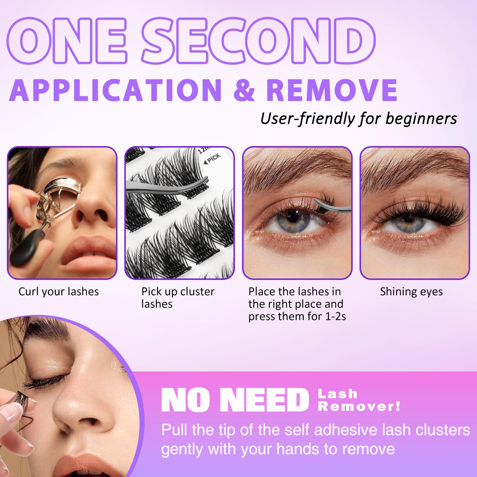 Leurforu reusable durable false eyelashes cluster set in use.
