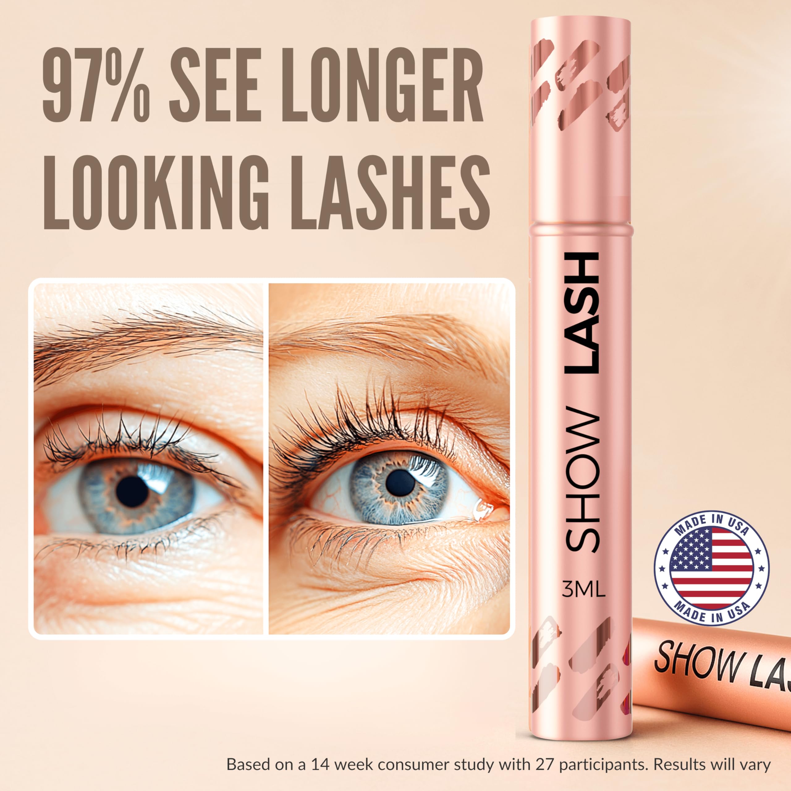 LeVaye Show Lash Serum application wand ready for precise daily use.