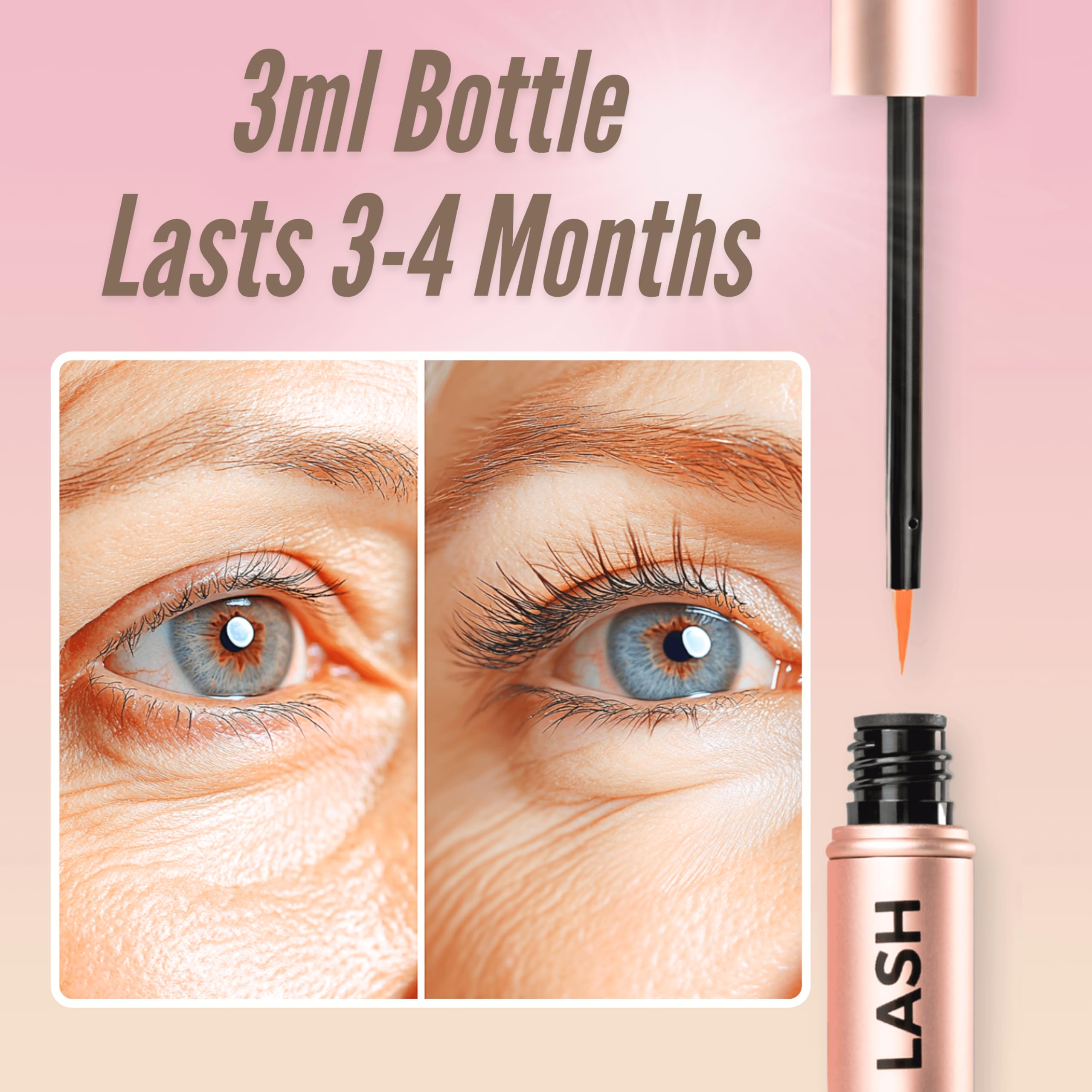 LeVaye Show Lash Serum bottle and user-friendly applicator in bathroom vanity.