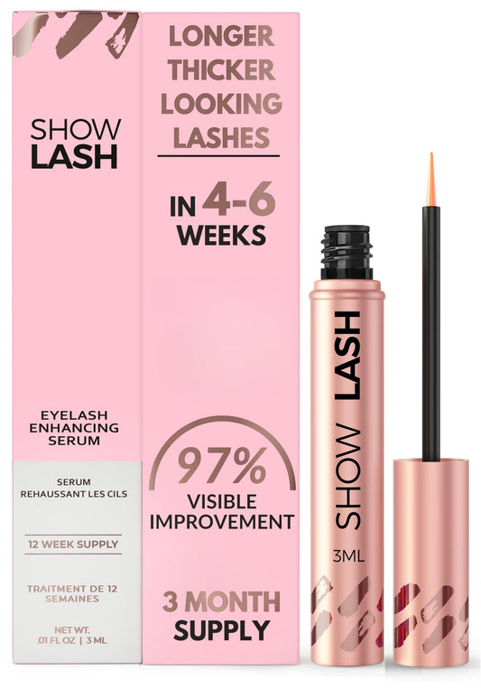 LeVaye Show Lash Serum bottle highlighting conditioning formula for healthier-looking lashes.
