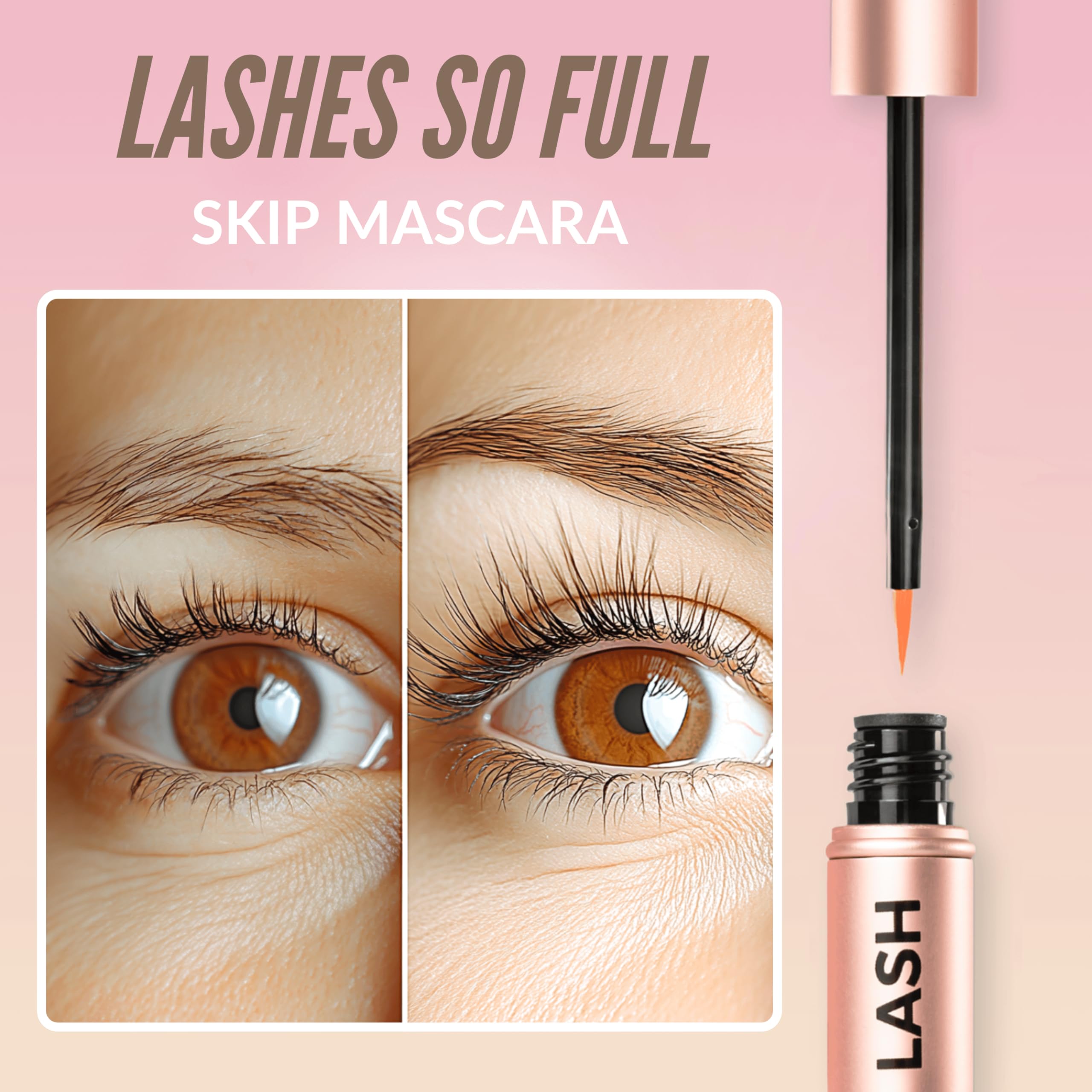 LeVaye Show Lash Serum wand close-up shows fine-tip for controlled application.