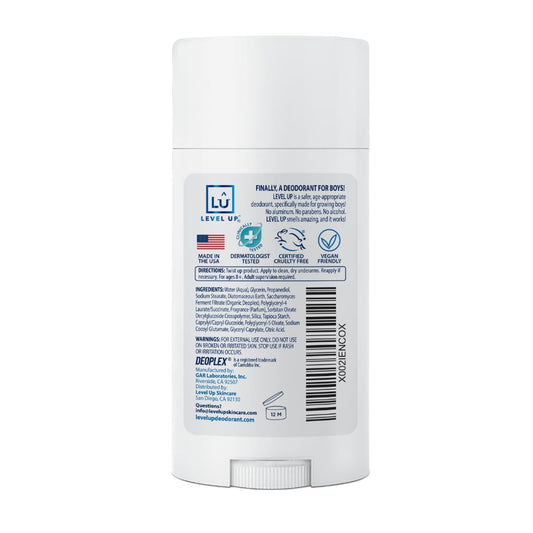Level Up deodorant being applied by a child, smooth glide.