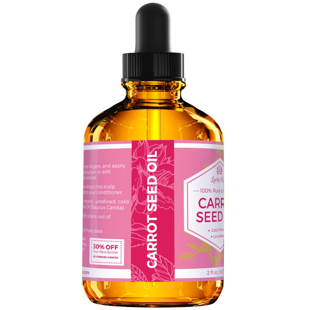 Leven Rose Carrot Seed Oil face application highlight for night-time hydration.