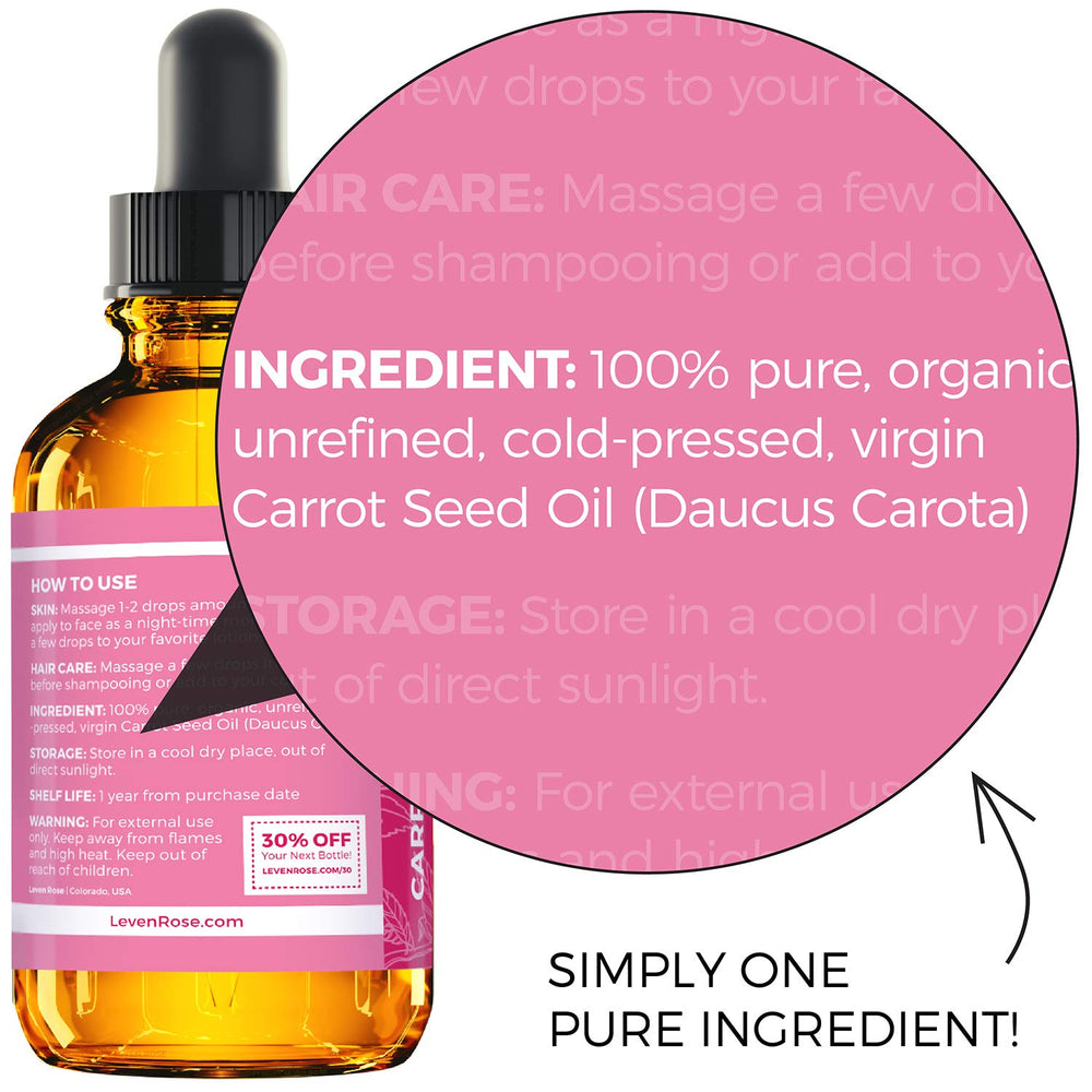 Leven Rose Carrot Seed Oil pour shows convenient scalp massage use.